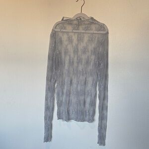 Free People Delicate Gray Lace Top size large